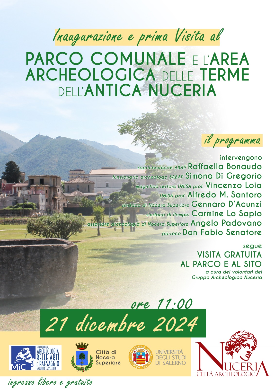 Inaugurazione del Parco Comunale e dell'area archeologica delle antiche terme di Nuceria